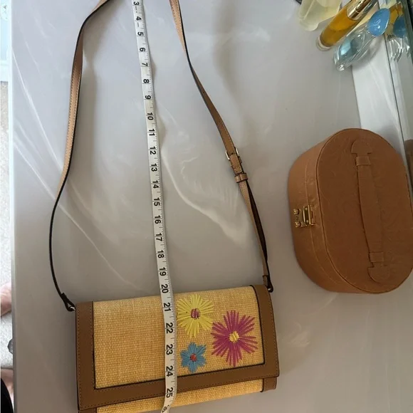 Anne Klein Embroidered Straw Crossbody Bag - Picture 6 of 9